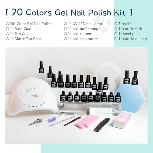 Miniatura 9 de JODSONE Kit de 23 esmaltes de uñas de gel con luz UV color popular con capa base duradera, capa superior brillante mate