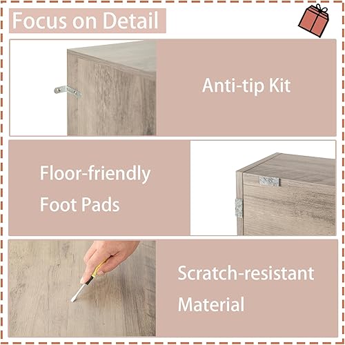 Miniatura 9 de DINZI LVJ Organizador de almacenamiento de juguetes, estantería para niños, armario de almacenamiento de juguetes de madera, estantería para niños