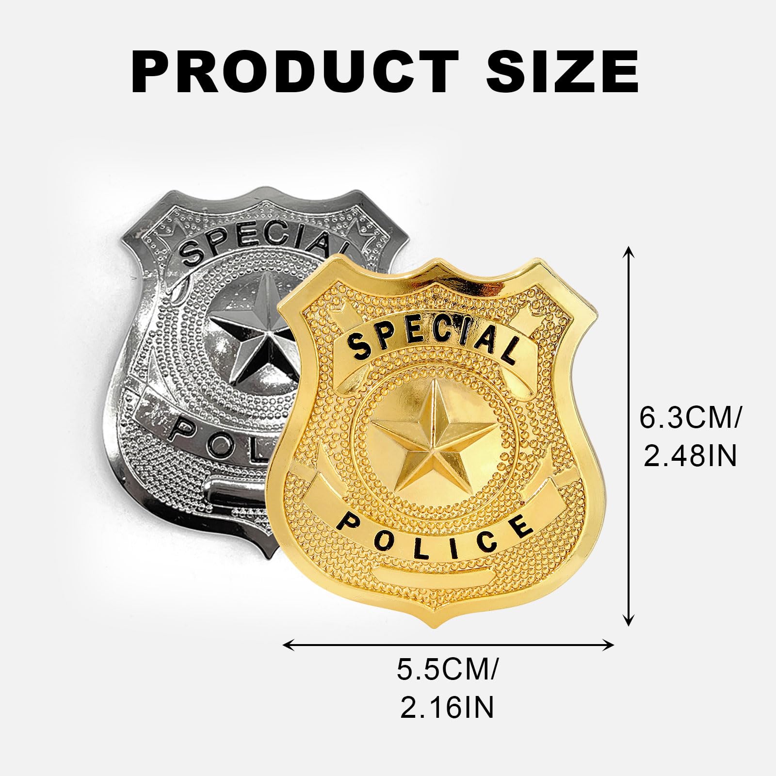 SAIIURV 2 Pack Fake Metal Police Badge with Star Decoration - Image 2