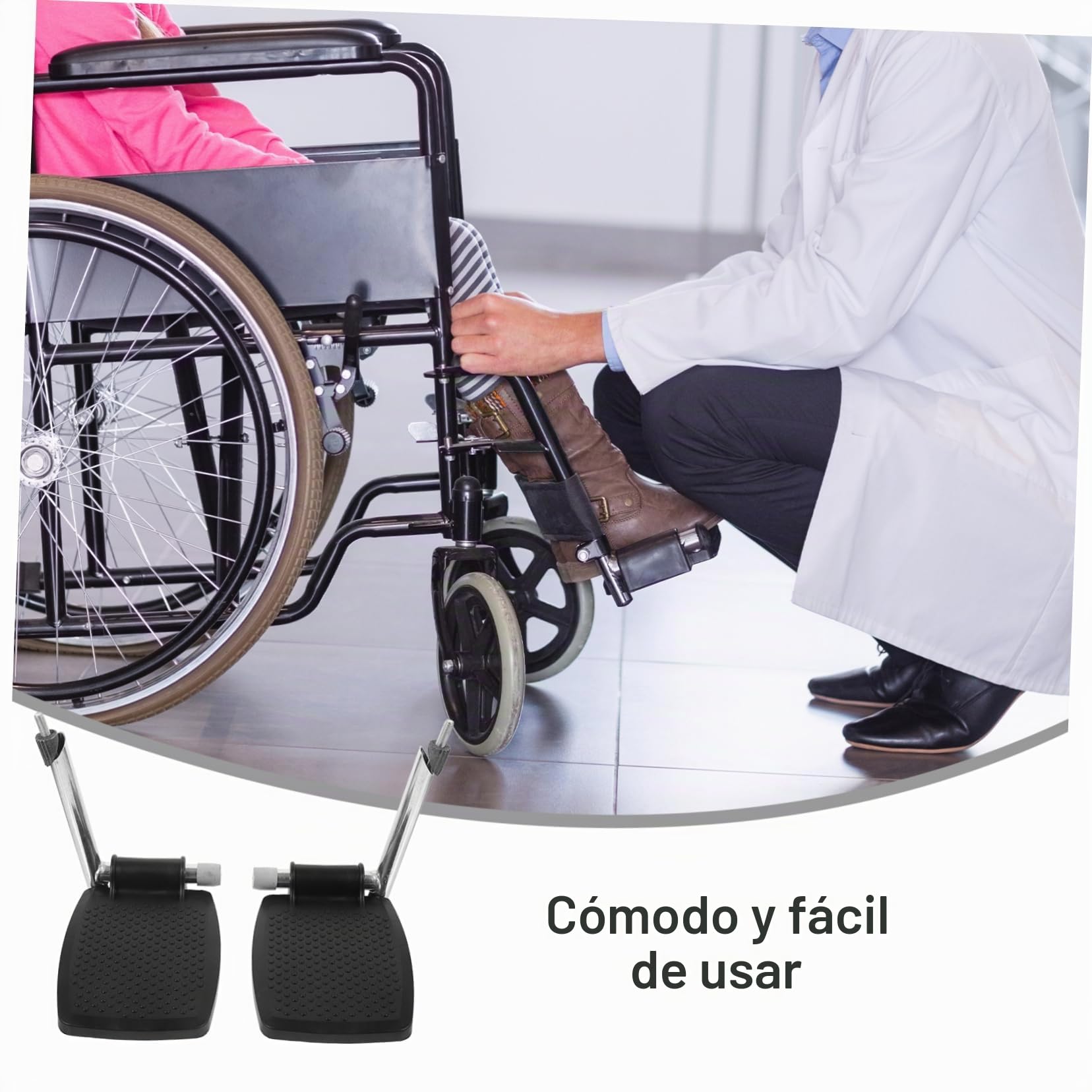 1Par Reposapiés Universal Sillas de Ruedas Repuesto de Pedal y Almohadilla Compatible con Sillas de Ruedas Deportivas y Reclinables