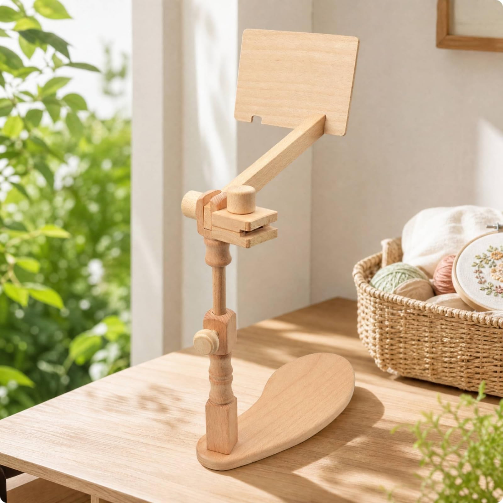 Gxdqxxd Cavtto da Ricamo in Legno di Faggio Regolabile Portatile per Ricamatrici