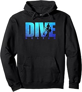 DIVE BELIZE Freediver Spear Fishing Scuba Reef Diver Snorkel Pullover Hoodie