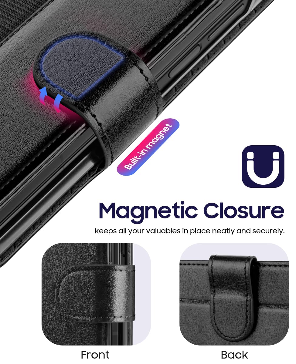 SHIELDON Case For Galaxy S25 6.2", Genuine Leather Flip Wallet Book