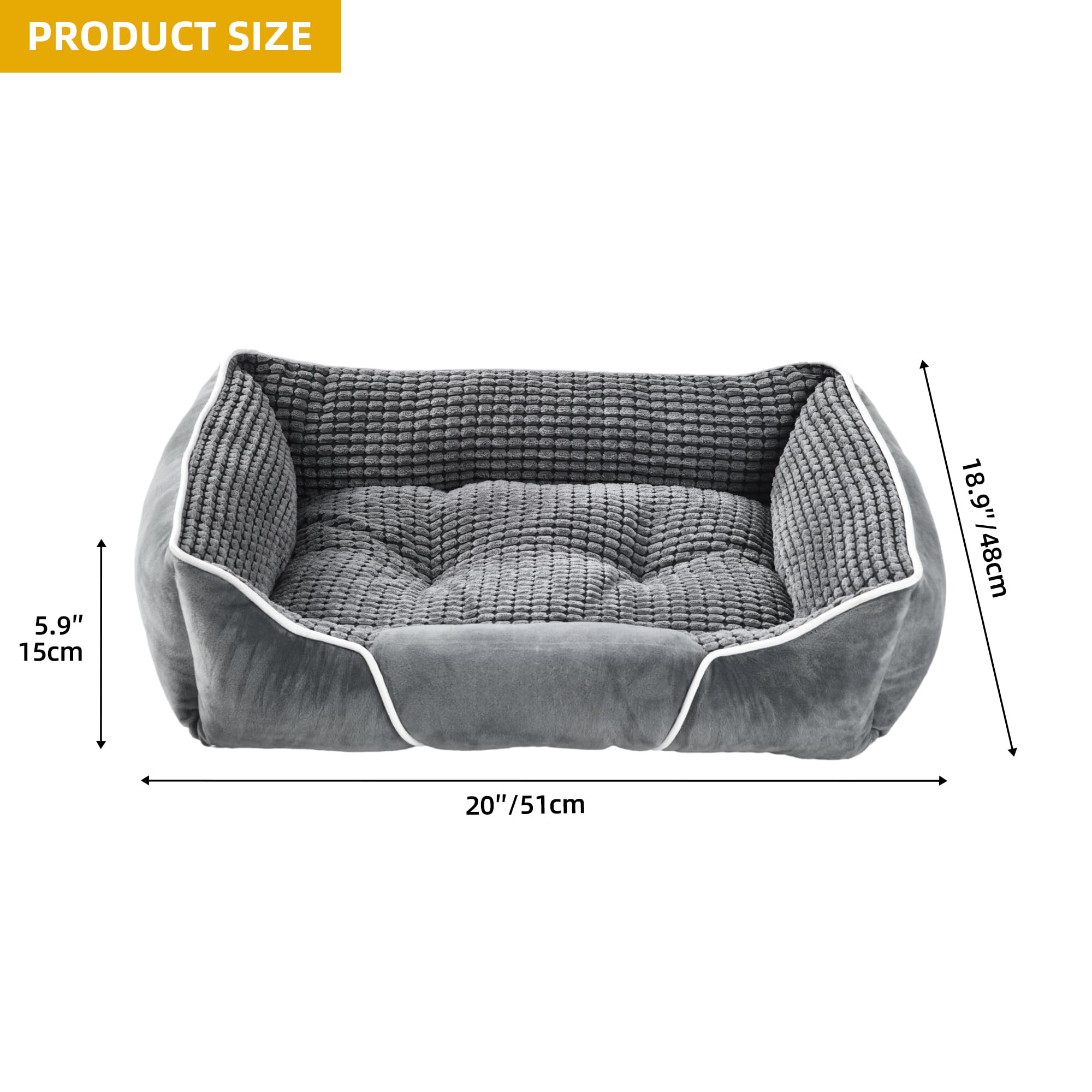 YITAHOME Hundebett Mittelgroße Hunde,51x48cm,Hundekorb Hunde,Orthopädisches Hundebett Ergonomisches Hundesofa,Bezug Waschbar,Erhöhte Ränder, rutschfeste Unterseite