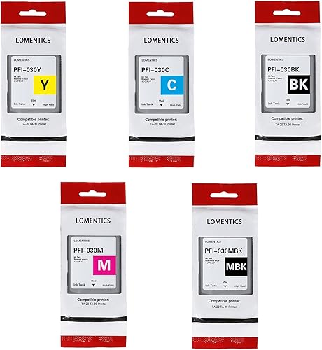Miniatura 1 de PFI-030 - Cartucho de tinta de 1.9 fl oz (5 unidades, negro mate, negro, cian magenta amarillo) Lometic compatible con PFI-030MBK PFI-030BK PFI-030C