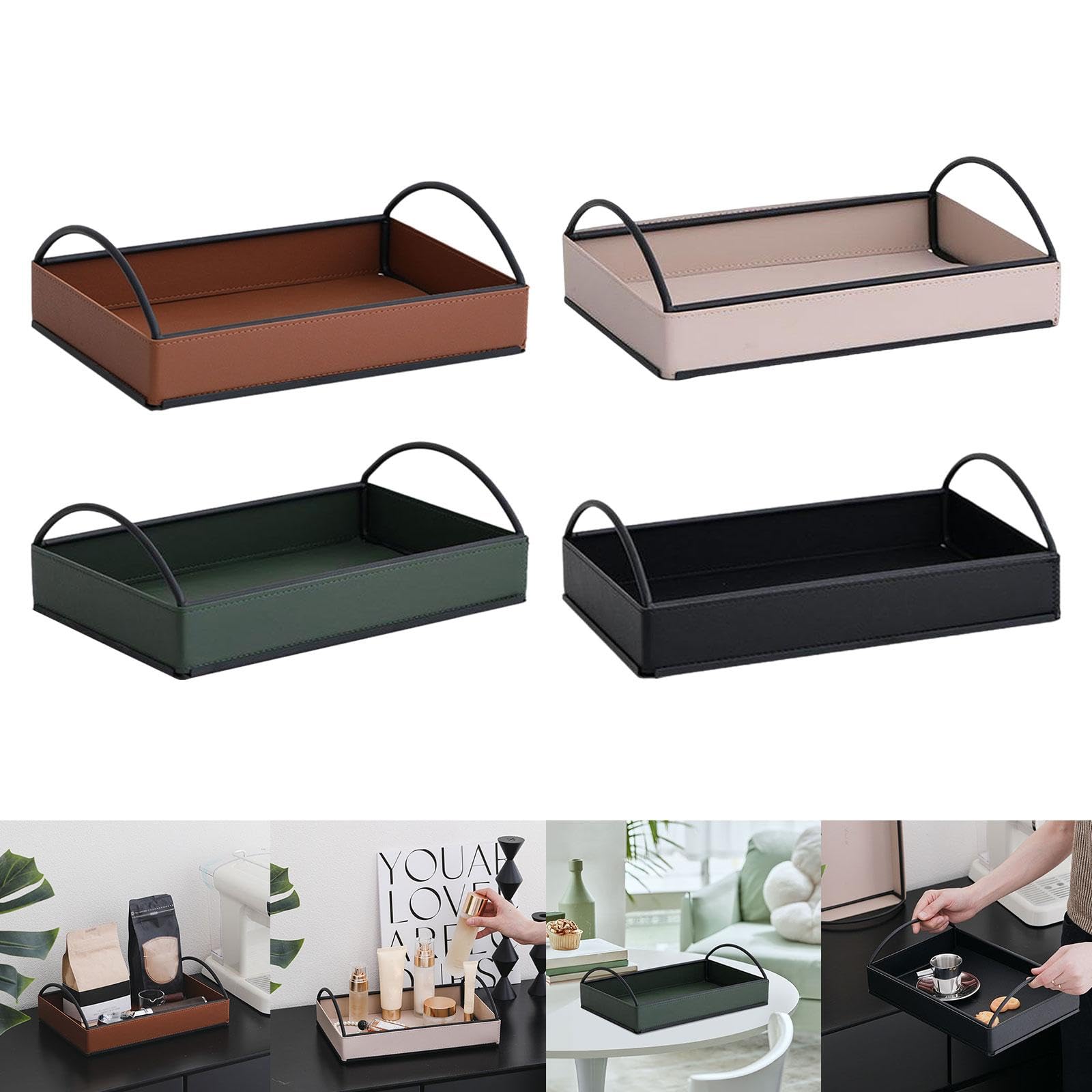 BNF®Valet Tray Organizer PU Leather Iron Keys Tray for Bathroom Entryway Dresser Brown|Home & Garden|Household Supplies & Cleaning|Home Organization|Storage Boxes 3
