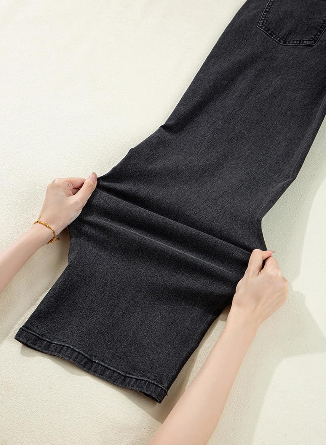 Dokotoo Women‘s High Waisted Wide Leg Jeans Strechy Raw Hem Denim Pants - Image 6