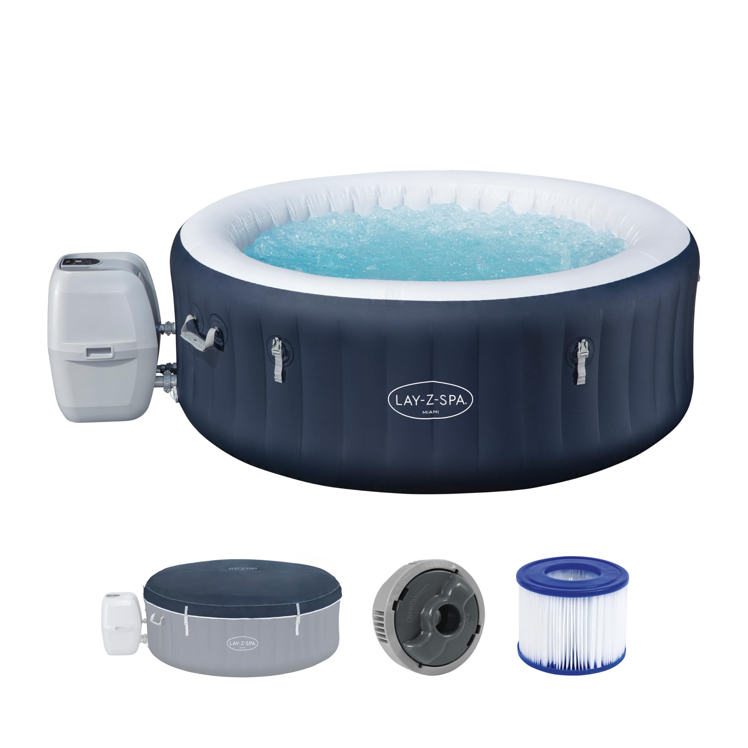 Bestway 71" x 26"/​1.80mx 66cm Miami EnergySense AirJet 4 Azul Oscuro Redondo