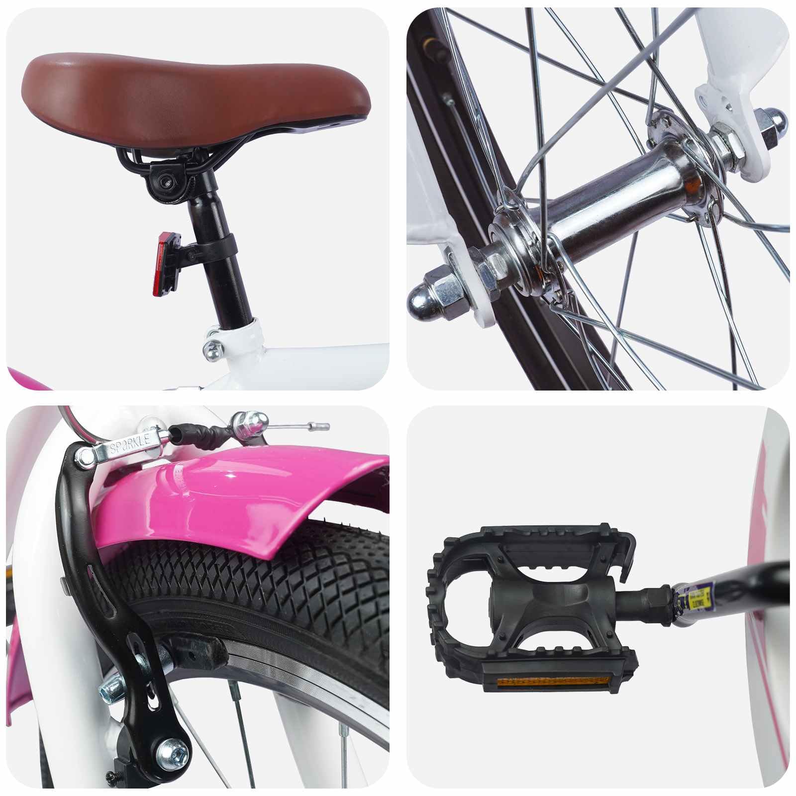 Kinderfahrrad 18 Zoll für 5-7 Jahre, verstellbares Fahrrad mit Stahlrahmen, Rücktrittbremse und Schutzblech, 123 x 51 x 78 cm, Lila