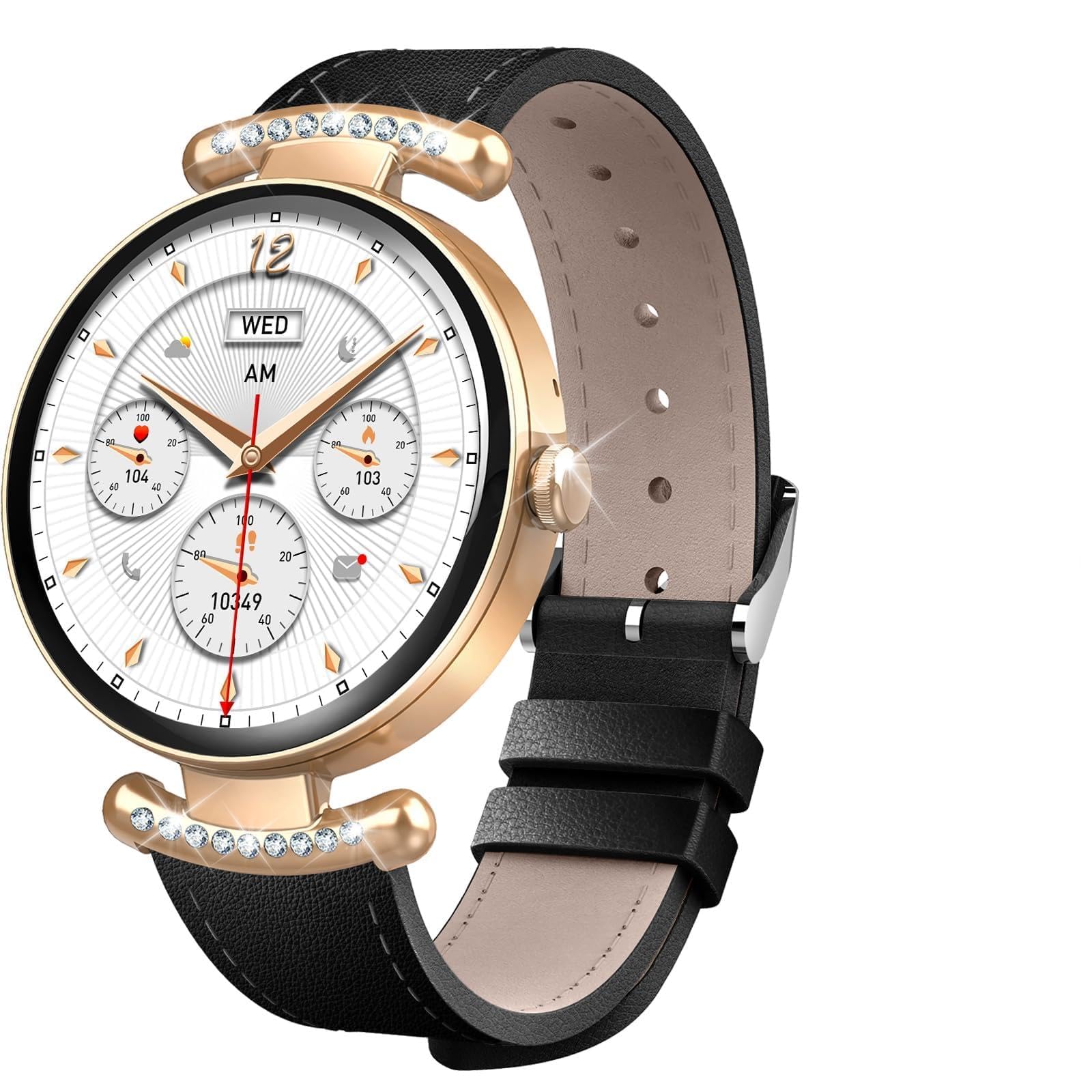 Jugeman Montre Connectée Femme avec Appel Bluetooth, 1.2" Smartwatch, Noir | Fréquence Cardiaque/SpO2/Sommeil Montre, 100+Mode Sportifs Montre, IP68 étanche Fitness Podomètre Compatible pour Android iOS