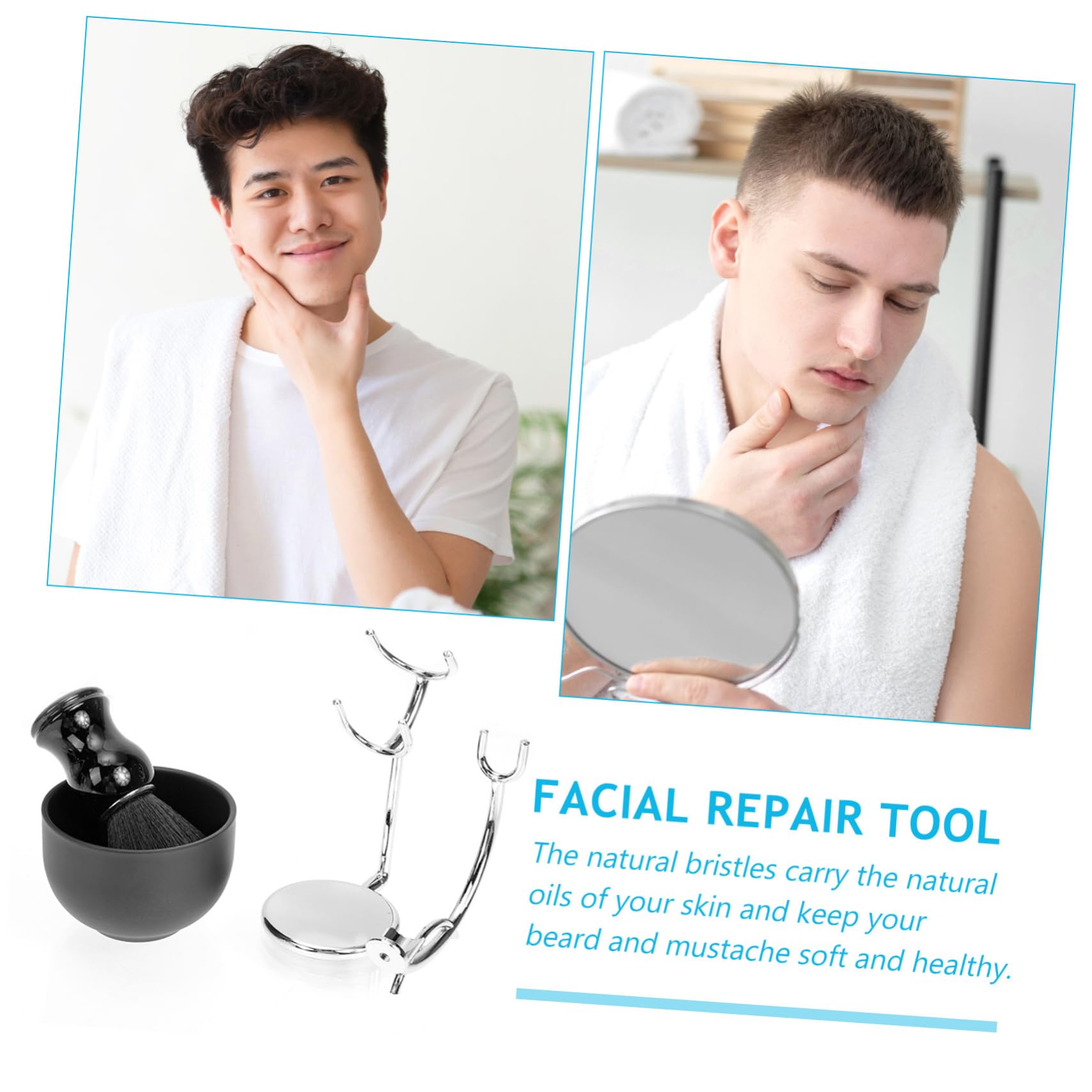 MAGICLULU Pennello e Ciotola da Barba Uomo Pennello da Tazza da Barba Kit per Rimuovere Scaglie e Districare del Viso Supporto Incluso