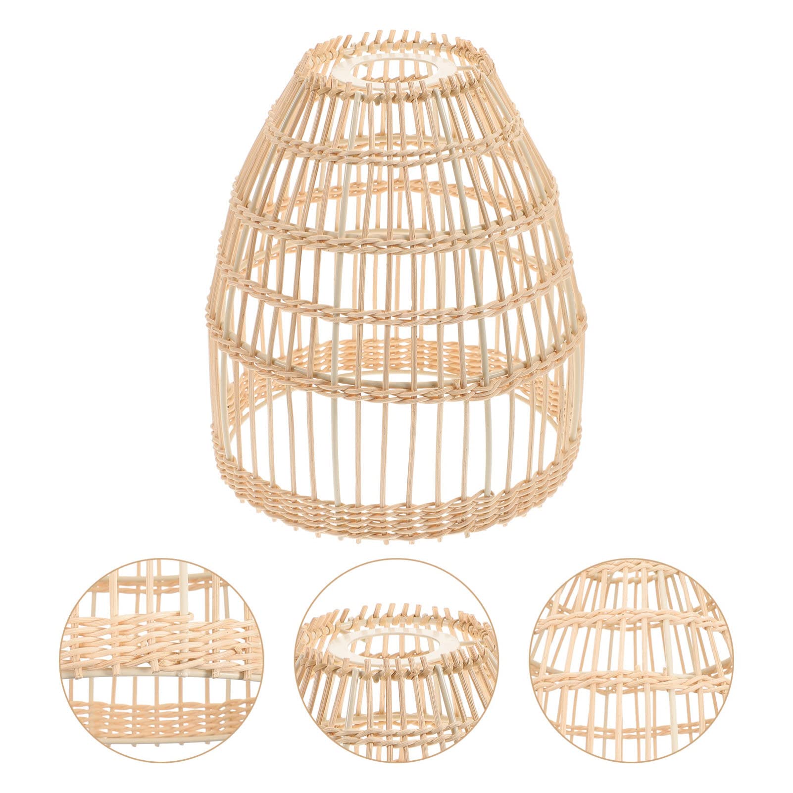 STOBAZA Paralume a sospensione in rattan, copertura per plafoniera, stile bohémien, per casa, camera da letto, ristorante, illuminazione diffusa decorativa naturale, 21 x 19 x 19 cm, confezione da 1
