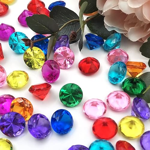 Vista 4 de XHKDSYMC 100Pcs Clear Acrylic Diamonds 25mm Wedding Table Scatters Gemstones Confetti for Vase Fillers,Floral Decor,Bridal Shower Decorations,Home