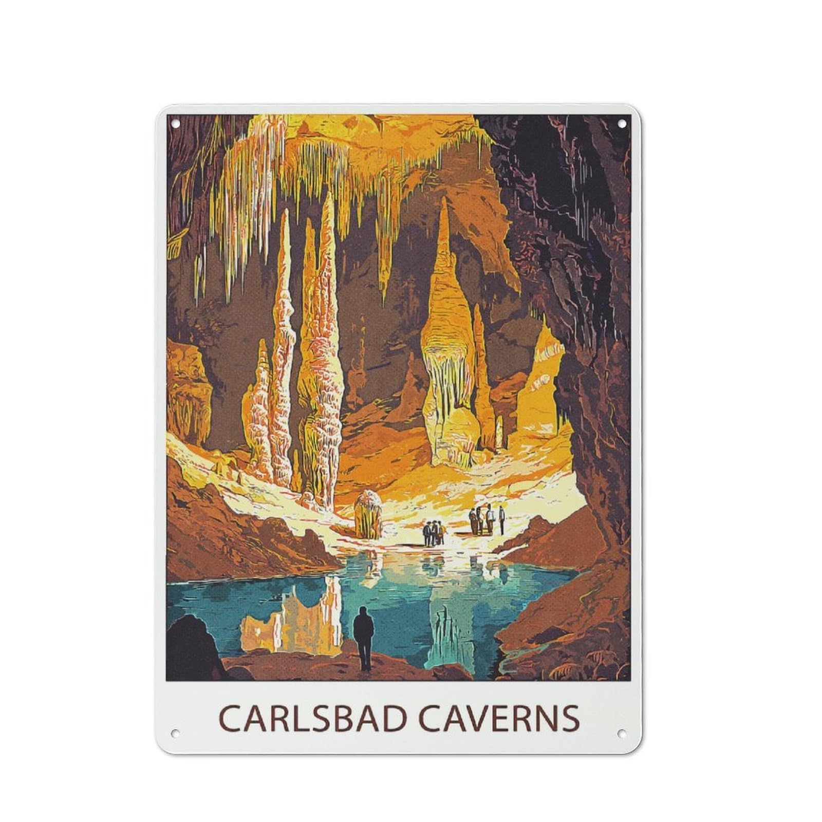 Junmoney Style-5 Carlsbad Caverns National Park Metal Wall Sign 40X30cm, Retro Decor For Workshop Wall, For Garage, Workshop And Man Cave Decoration