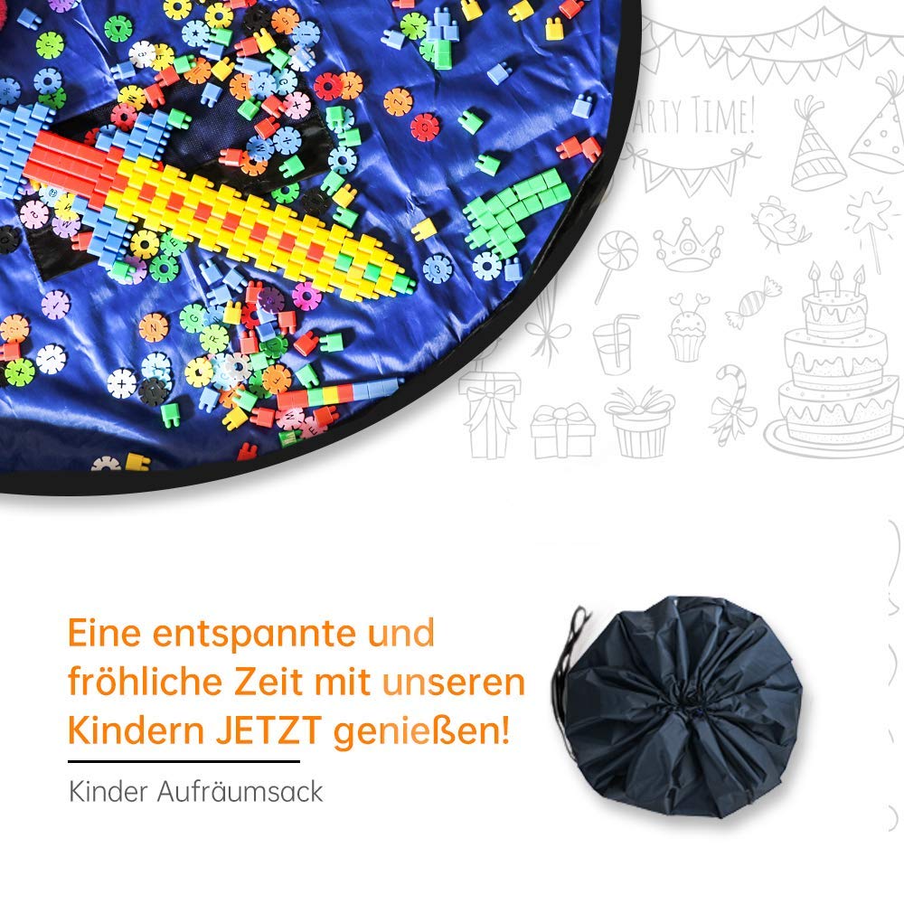 LandJoy Torba do przechowywania zabawek, 60 cali mata do zabawy dla dzieci składana torba do przechowywania duża mata do zabawek dla dzieci (150 cm pomarańczowa)
