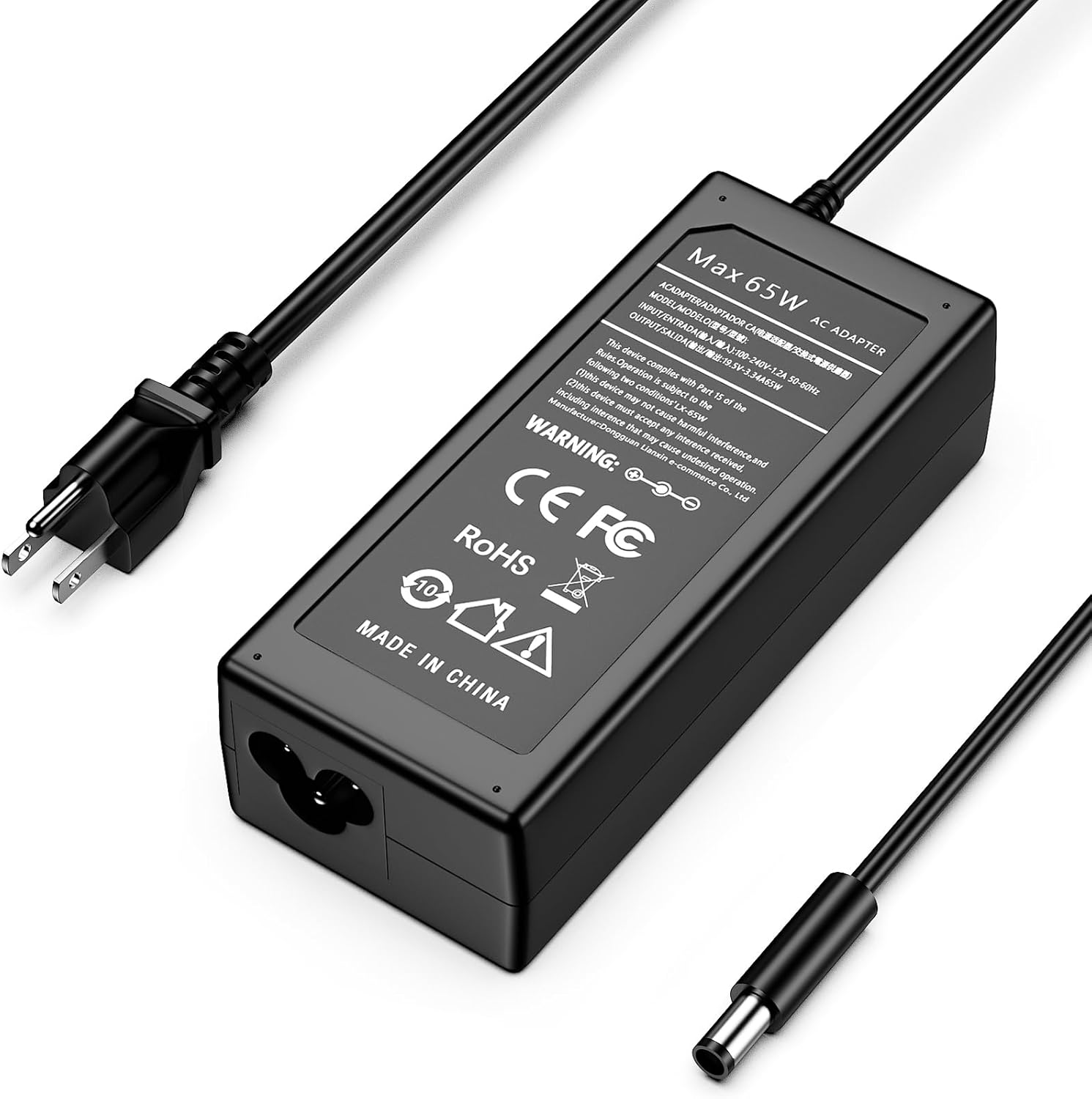 65W AC Adapter Compatible with Dell 15 DC15250/16 DC16255/14 DC14250, Pro 16 14 PC16250 PC14250, Pro 14 15 Essential PV14250 PV15255 Micro QCM1250 Laptop Charger Power Cord