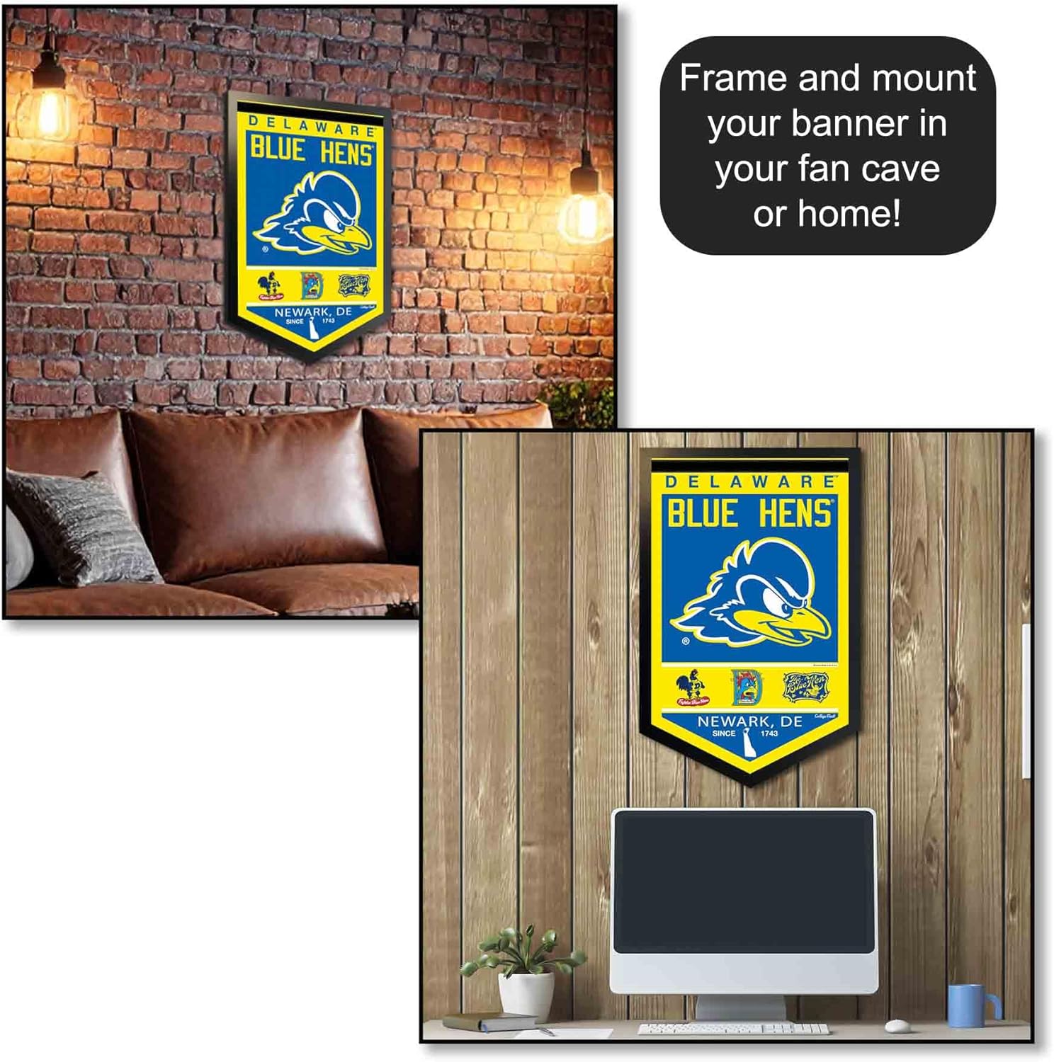 College Flags & Banners Co. Delaware Blue Hens Heritage History Banner Pennant - Image 4