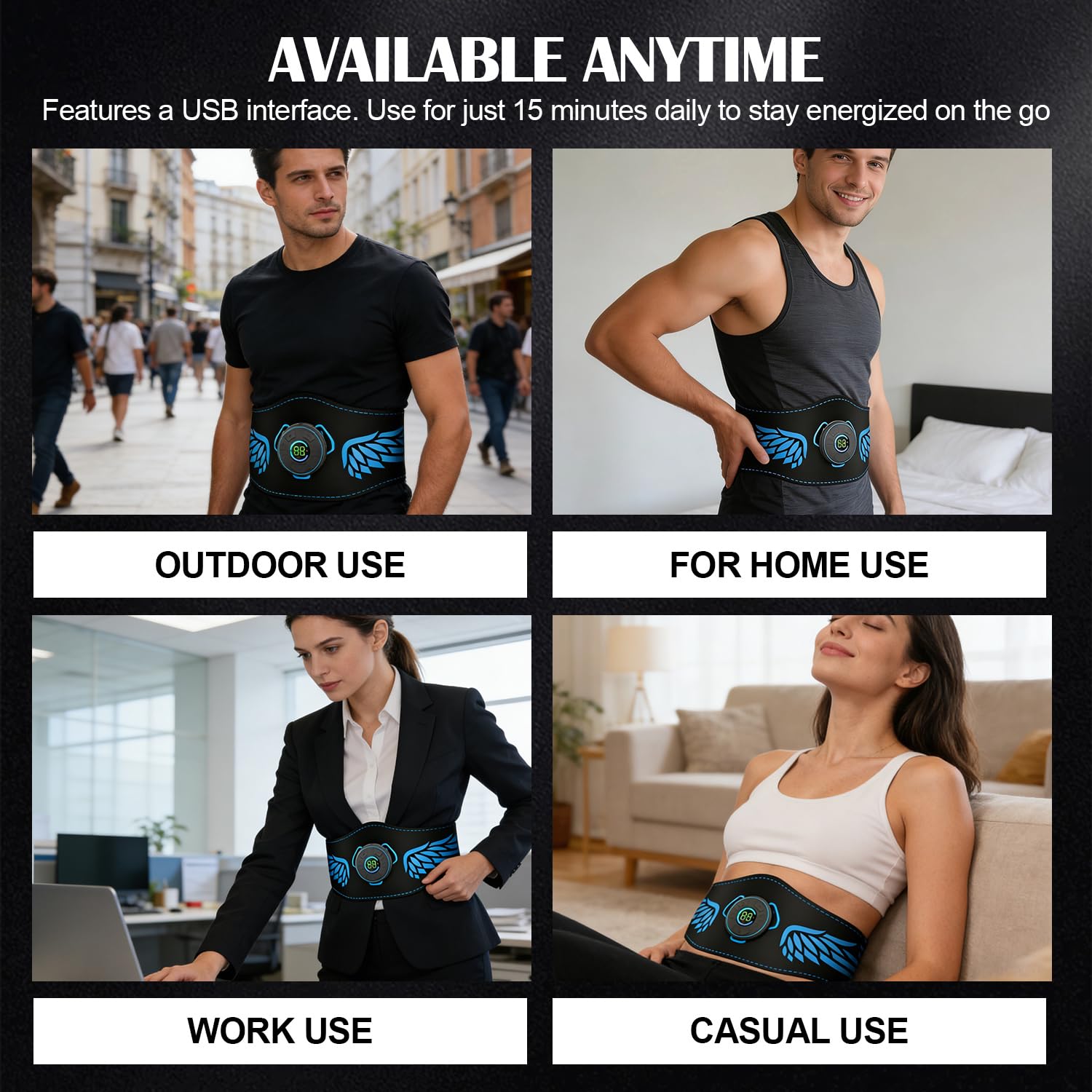EMS - Allenatore per addominali, EMS con 10 modalità e 39 livelli di intensità, per addominali, con display LCD, adatto per addominali, braccia, gambe e glutei, uomini e donne