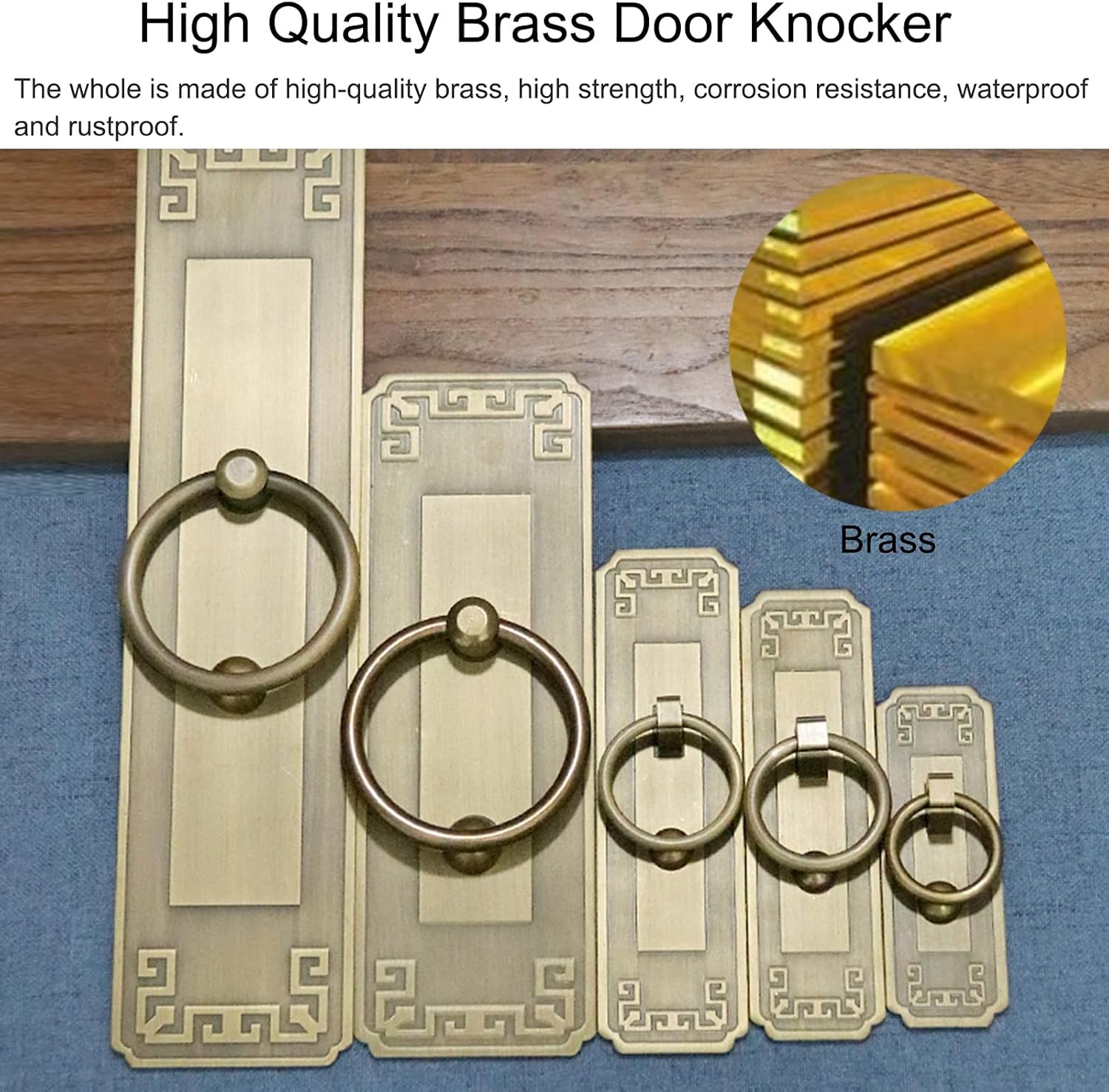 JYDQM Retro Door Knocker Decorative Bronze Rectangle Door Handle, Traditional Rustic Gate Knocker for Fences Doors, Garage Gate, Barn Door, Closet & Outdoor Indoor (Size : 16x4.5cm/6.3"x1.7")