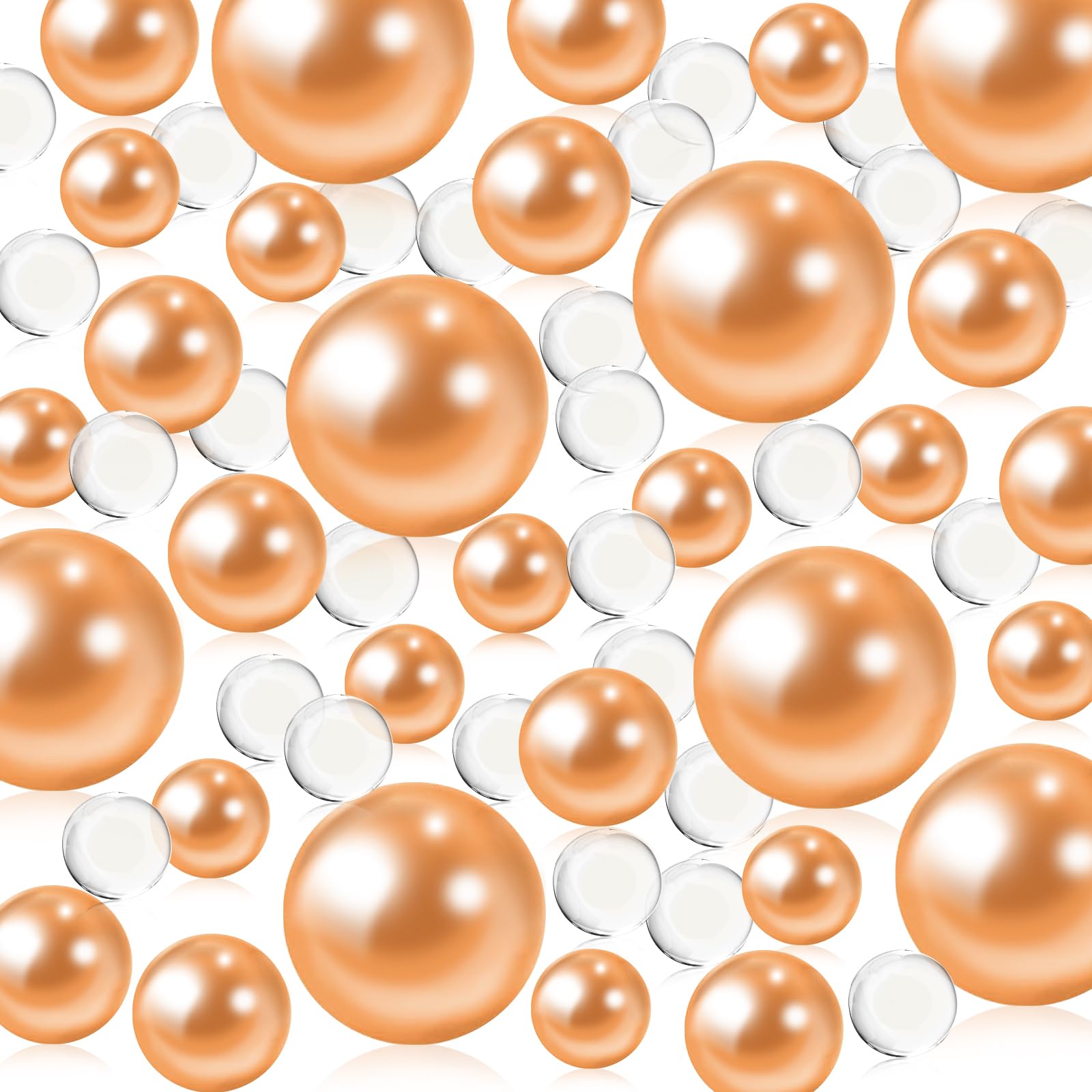 300 Pieces Floating No Hole Pearls with 5000 Transparent Water Gels, Highlight Beads for Vases, 8 10 14 20mm Beads for Centerpiece, Home Party Decor, DIY Wedding Decor Green(Rose Gold)