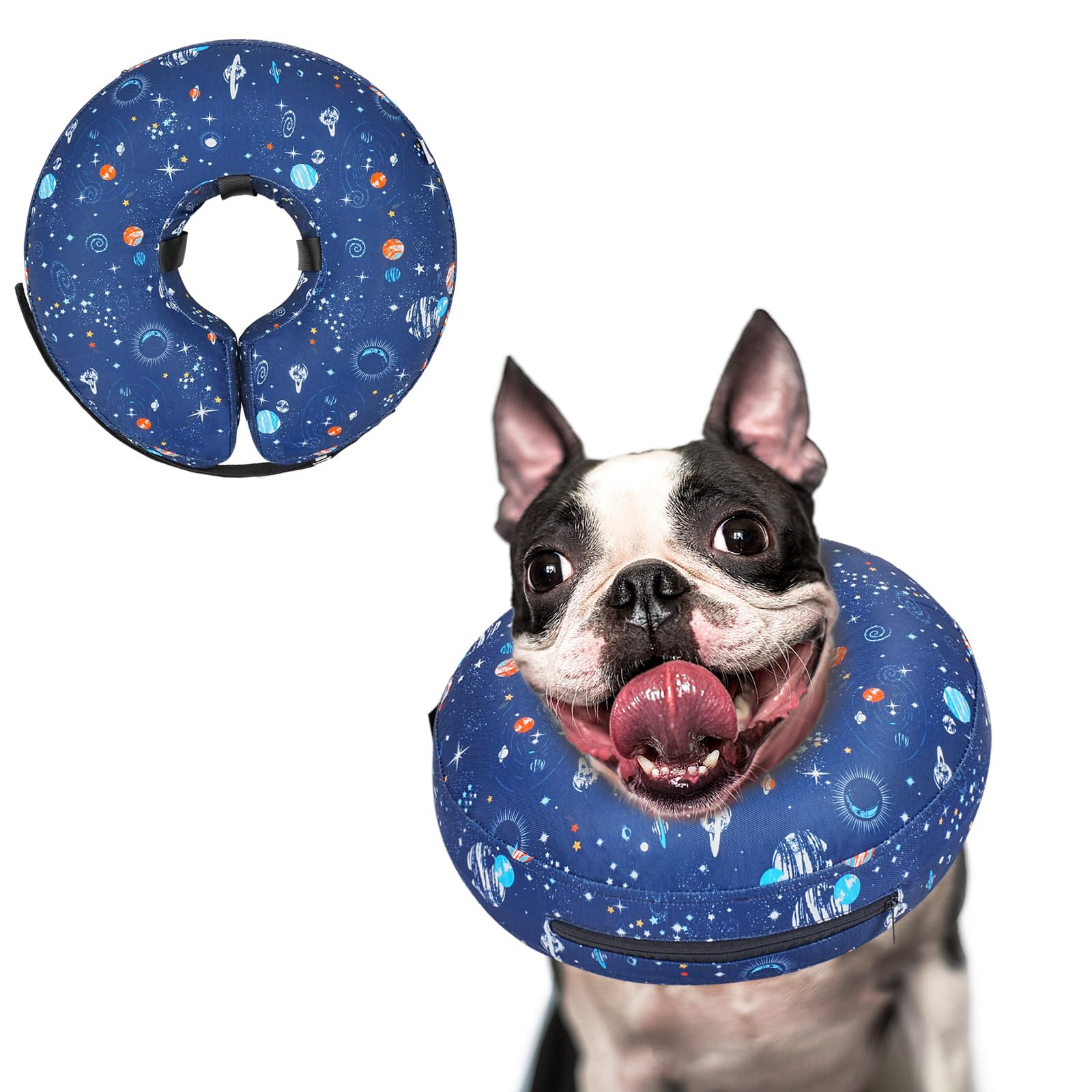Supet Inflatable Dog Cone Collar for Large Medium Small Dogs, Soft Cone Collar for Dogs Cats, ECollar Doggie Neck Donut Dog Cone Alternative After Surgery