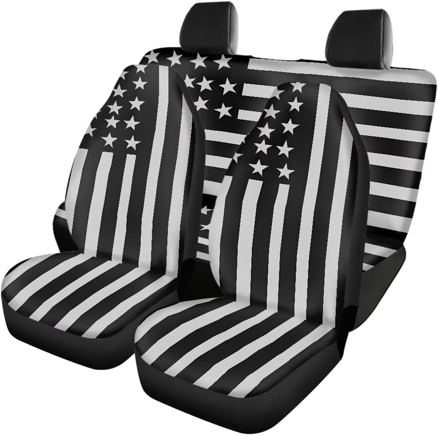 SEANATIVE Black American Flag Car Seat Covers Stain Resistant Split Bench Seat Covers for Cars, Auto Interior Cover Seat Protectors, Easy to Install