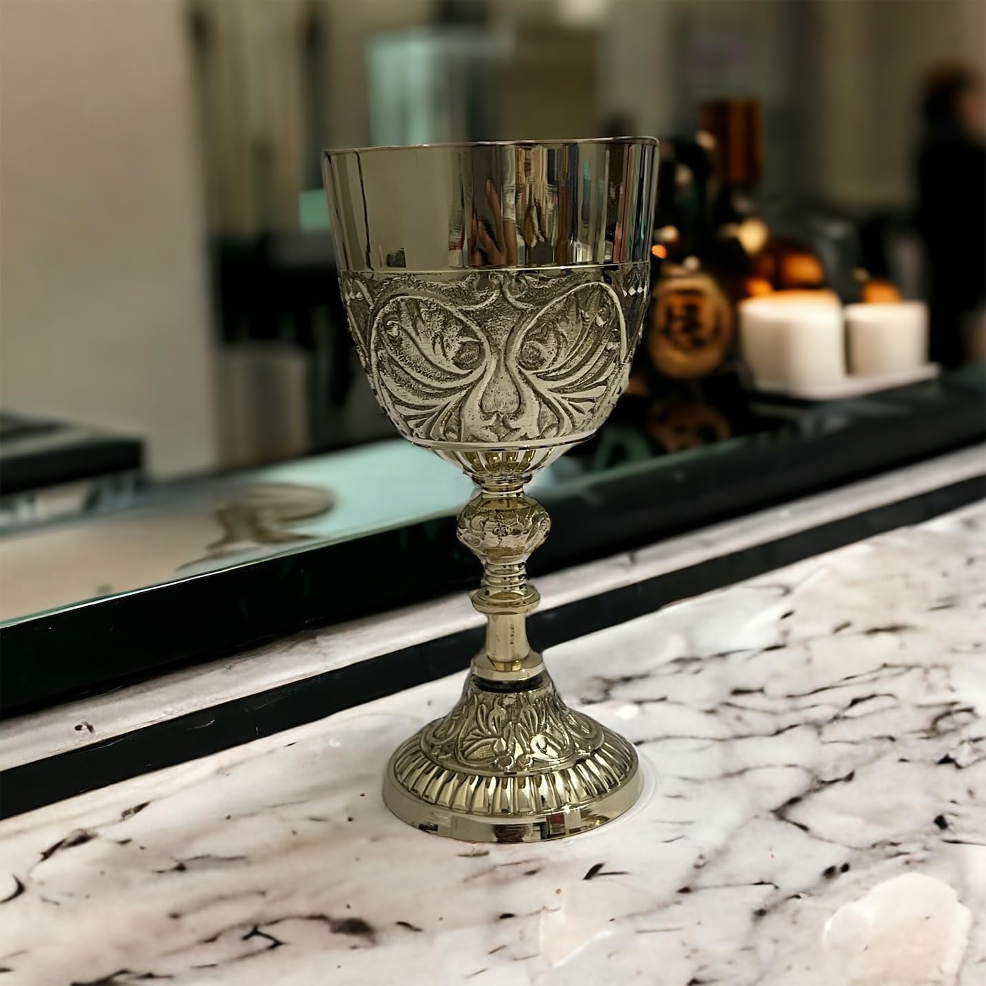 Brass Wine Goblet - Vintage Gothic Goblet for Rituals, Vintage Elegant Style Chalice Goblet