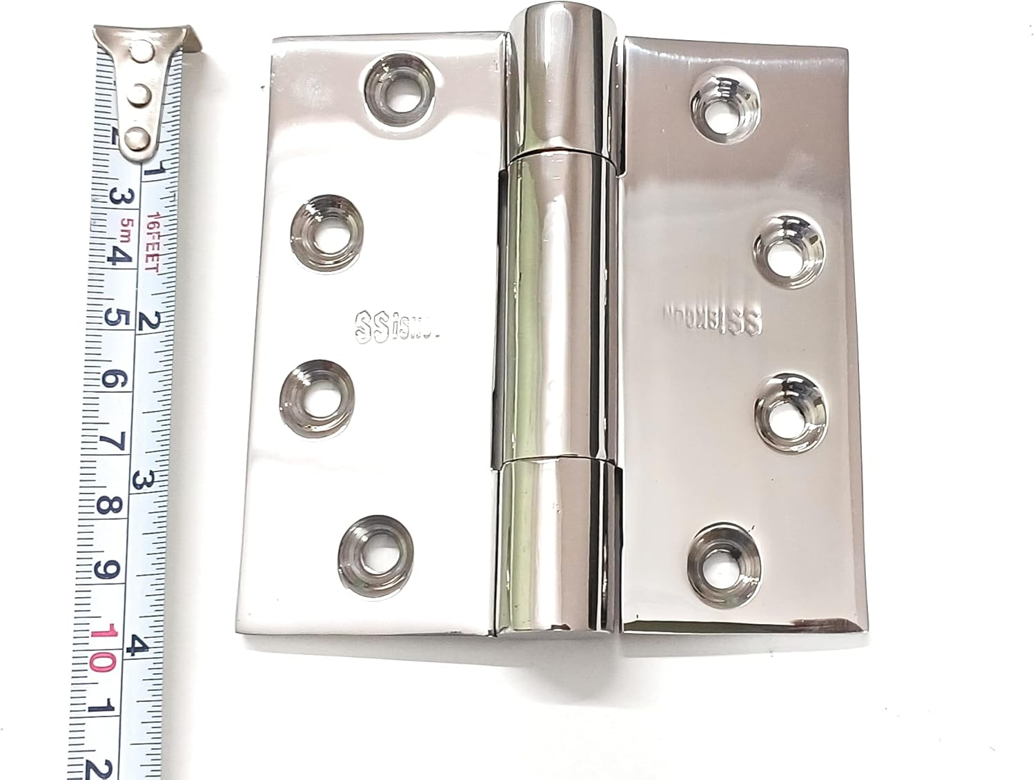 Ssiskcon 4 inch x 4 inch Stainless Steel Concealed Bearing Heavy Duty Double Ball Bearing Butt Door Hinge Mirror Polished 32 with Screws Pack of 1