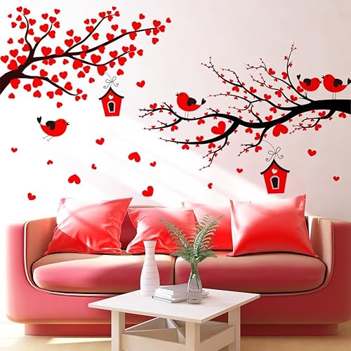 Miniatura 8 de Calcomanías de pared de 59.05 x 37.4 pulgadas, calcomanías de pared para el día de San Valentín, calcomanías de pared extraíbles de arco iris,