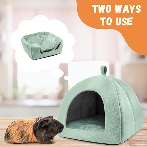 Miniatura 5 de Paquete de 2 camas de conejo, lavable, escondite de conejo, casa de escondite para interiores, acogedora cabaña de conejillos de indias, accesorio