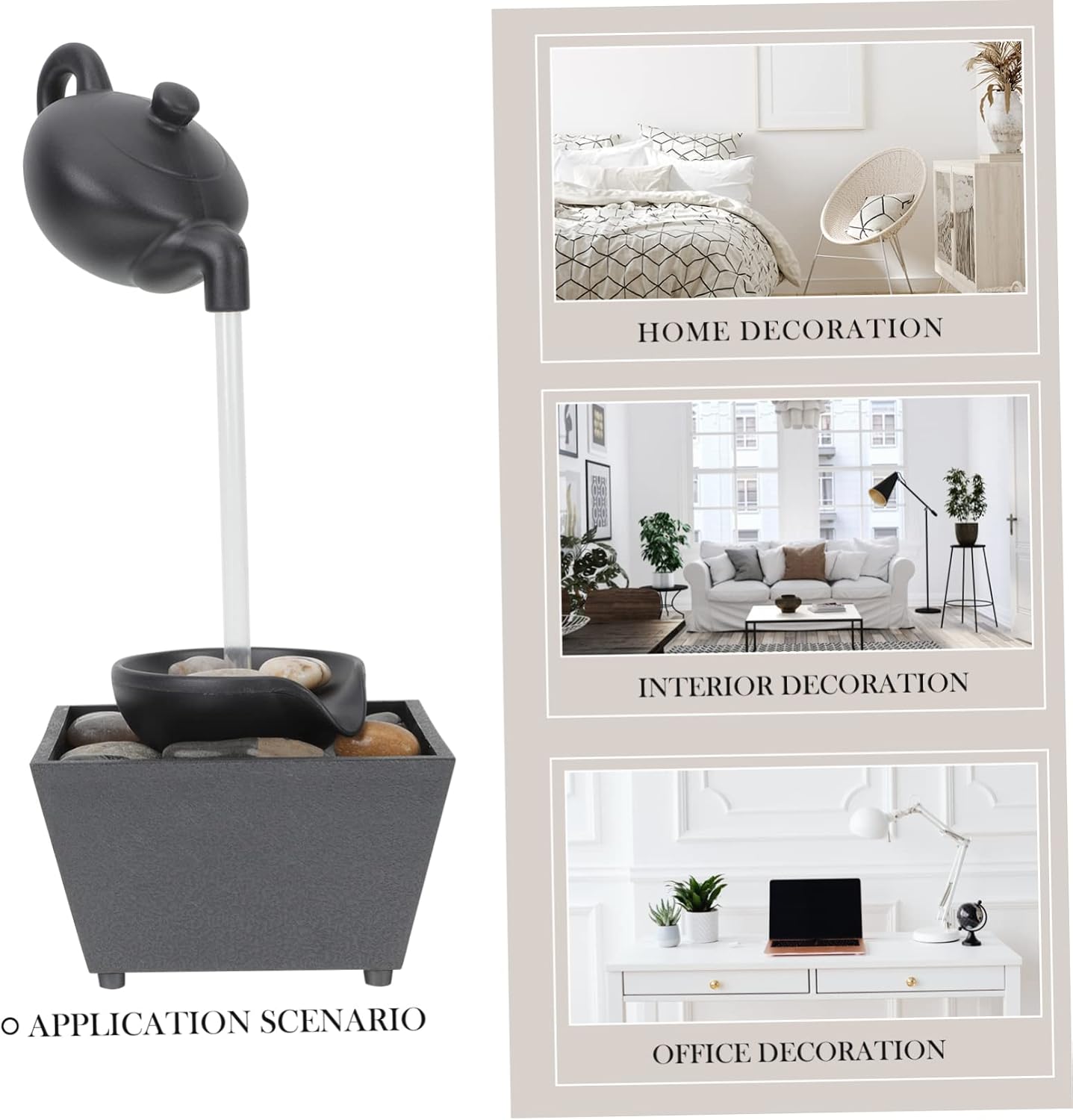 Toddmomy Suspended Teapot Water Fountain Decor for Office and Home Creative Indoor Waterfall Ornament Running Water No Battery Required Stylish Desktop Fountain for Living Room