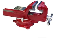 Yost Vises ADI-4 Heavy Duty Vise &vert; 130&comma;000 PSI Tensile Strength Austempered Ductile Iron Bench Vise &vert; 4 Inch Jaw Width with a 360 Degrees Interlocking Swivel Base and 2 Lockdowns &vert; Red
