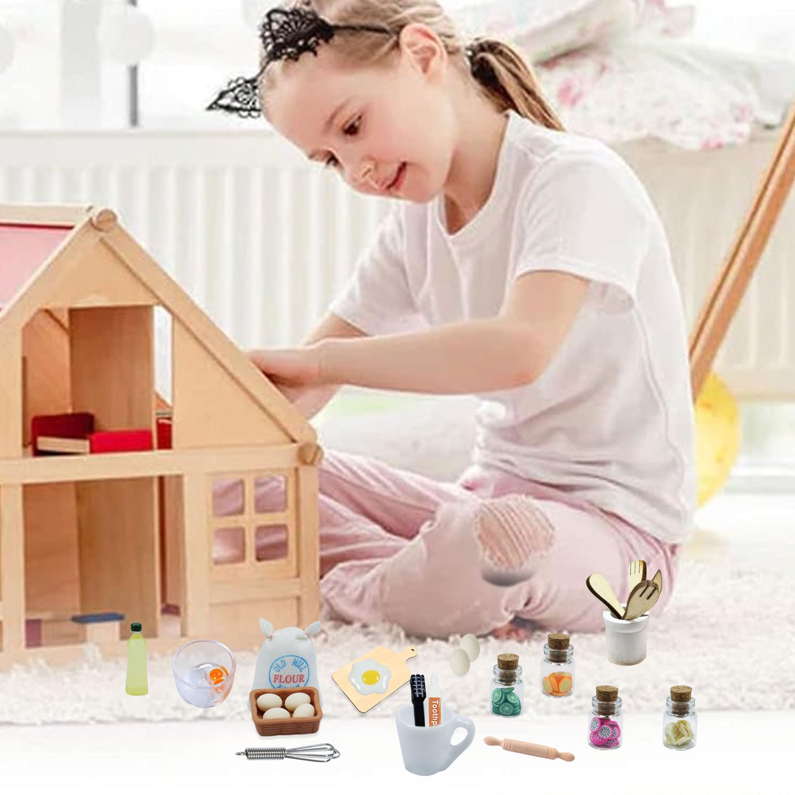 Akcesoria na Boże Narodzenie, 27 sztuk, miniaturowe akcesoria do domku dla lalek, akcesoria do domku dla lalek, akcesoria do domku dla lalek, akcesoria do kuchni, mini domek dla lalek, akcesoria do