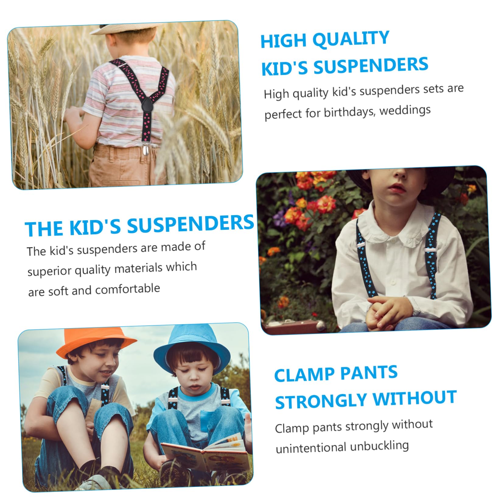 NOLITOY 2 Pcs Clip Trouser Strap Star Printed Suspender for Boys Durable and Fashionable Design for Parties and Weddings Random Color