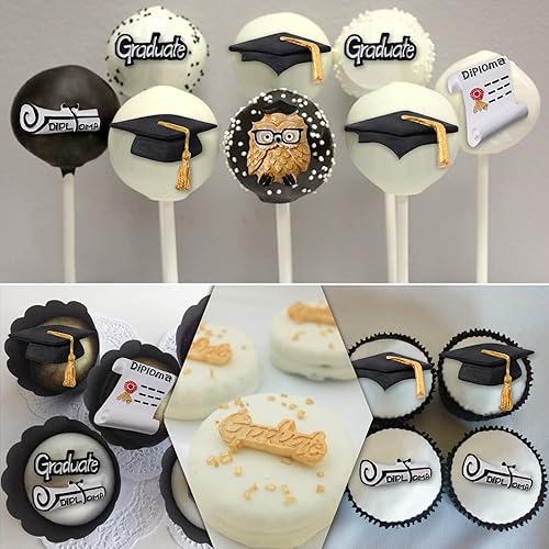 Miniatura 2 de Moldes de graduación de silicona, moldes de fondant de graduación con tapa de graduación de búho, molde de silicona para chocolate, dulces,