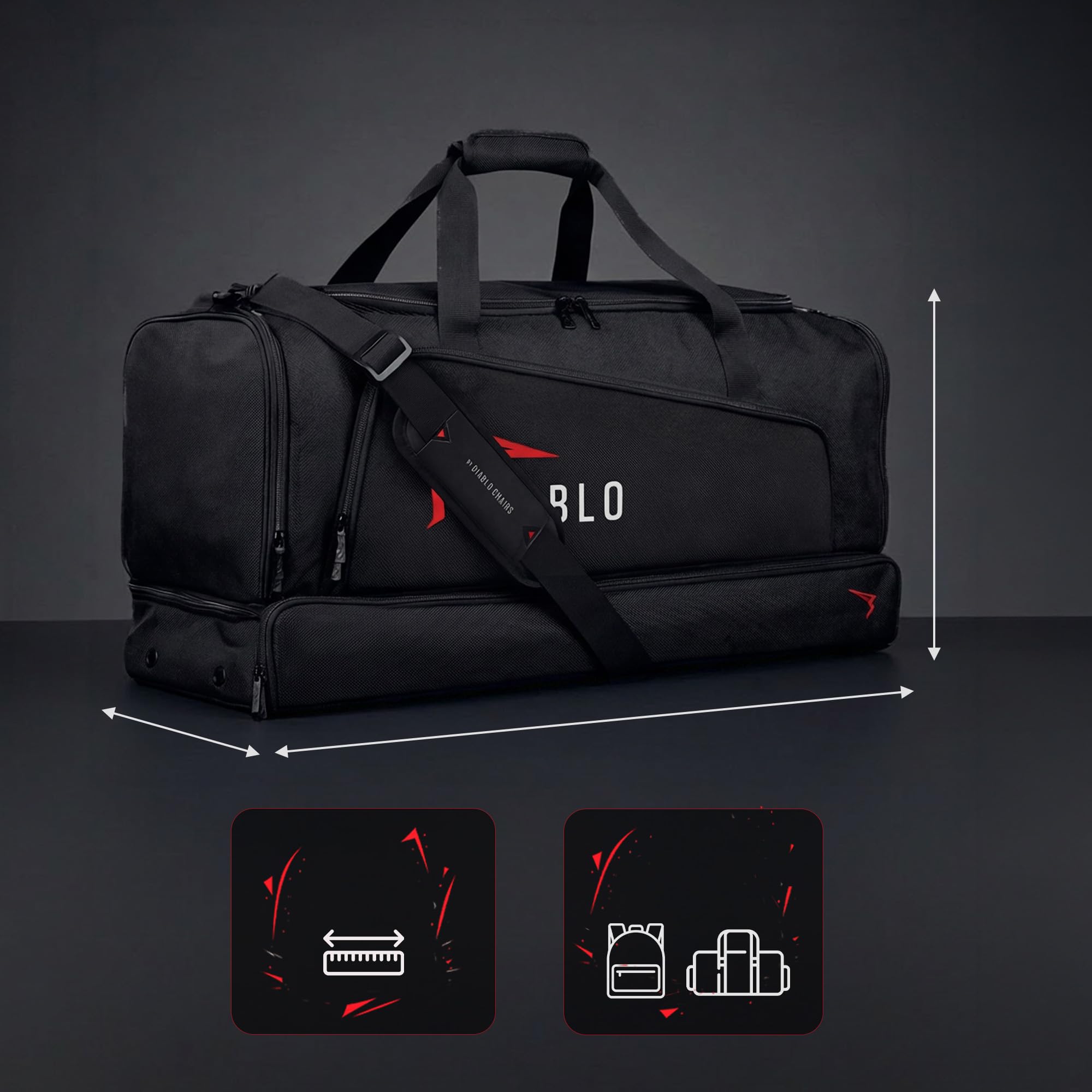 Diablo torba sportowa duża 68 l torba na siłownię torba treningowa z przegrodą na buty torba sportowa podróżna plecak fitness z kieszeniami organizer wodoodporna