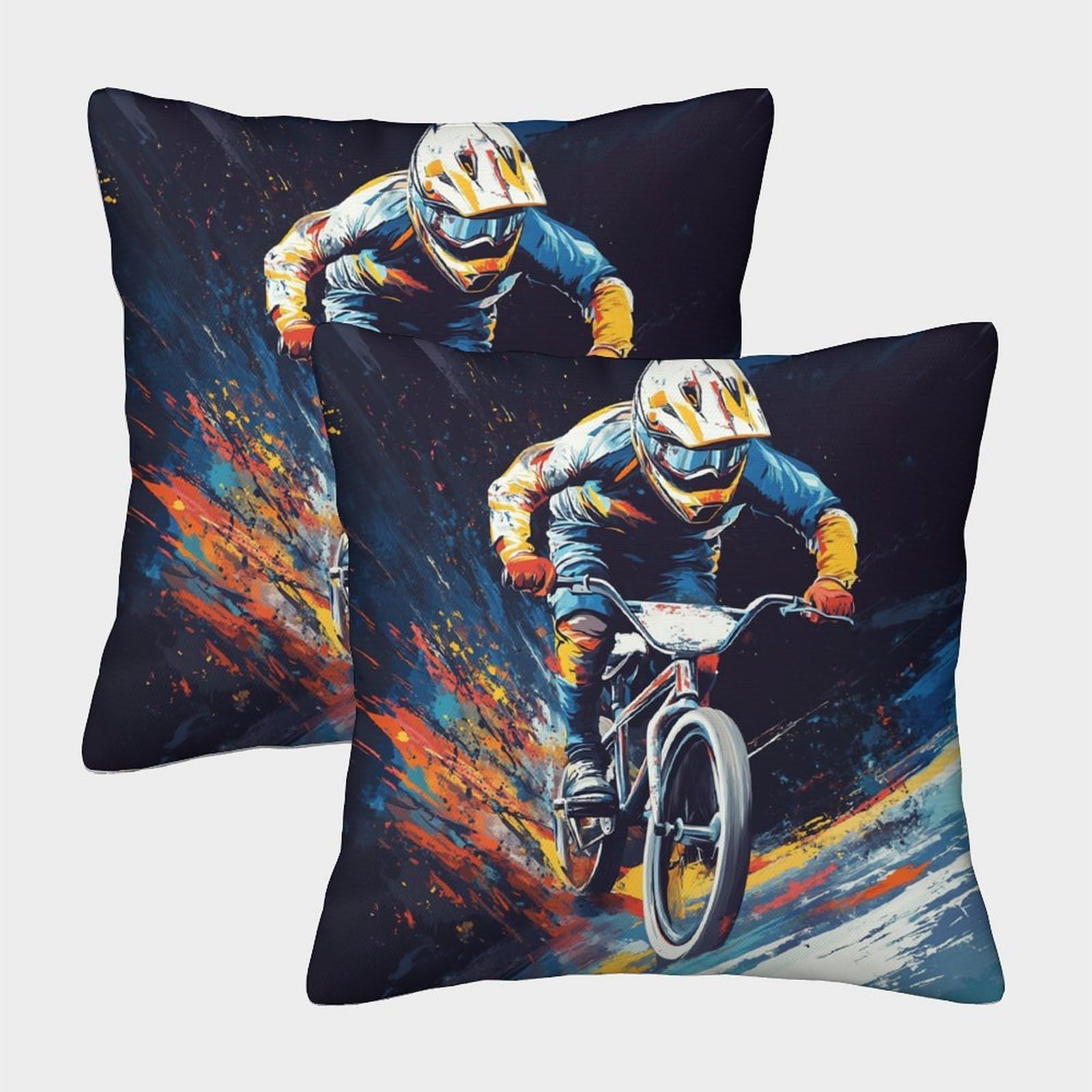 kaiyun 2 Pack 3D Racer,Colorful Abstract Mud Cushion 3D Soft Touch Pillowcase,sofa Chair Home Furnishings 40x40cm