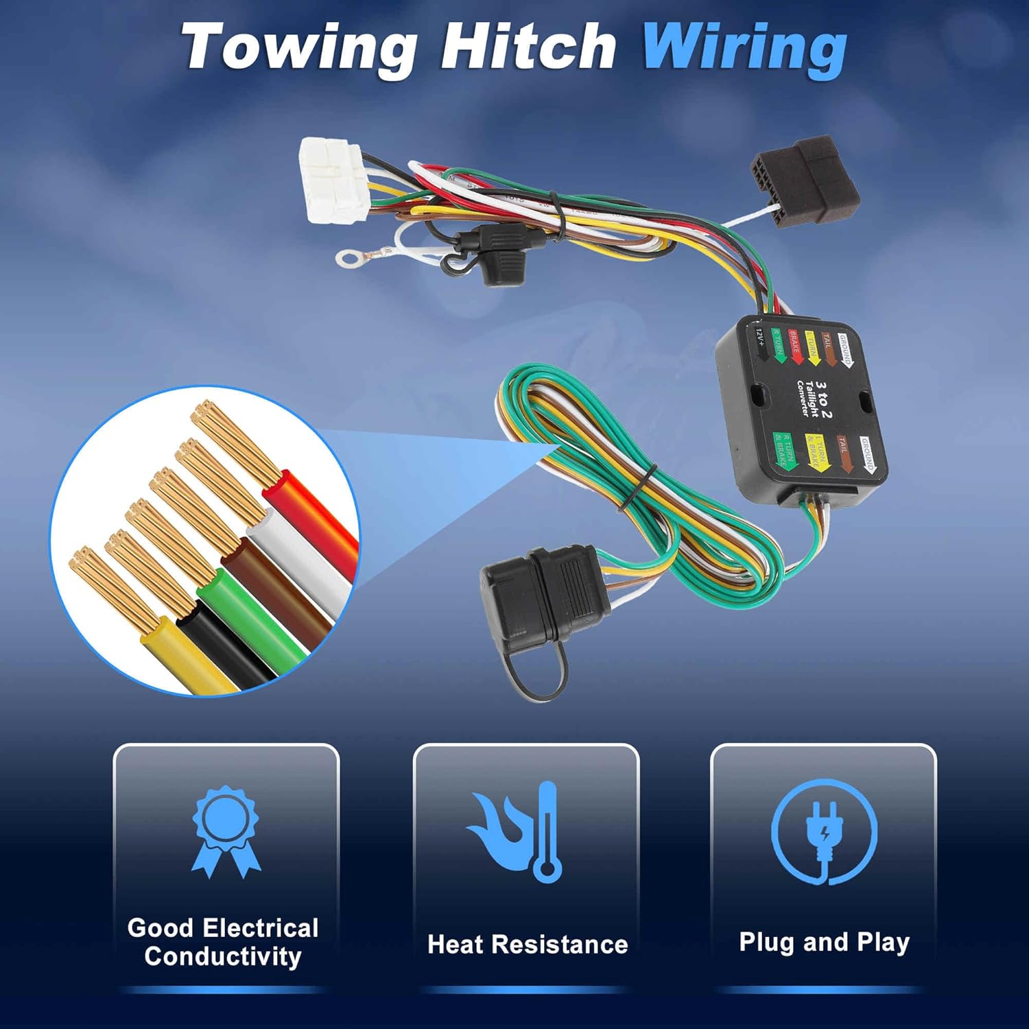 4 Pin Trailer Wiring Harness 56378 Towing Hitch Wiring Kit for Honda Odyssey 2011 2012 2013 2014 2015 2016 2017 Connector Towing Harness Converter