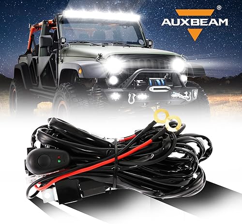 Auxbeam Arnés de cableado de barra de luz LED con relé de fusible de 12 V, 40 amperios, interruptor de encendidoapagado, fusible de relé de