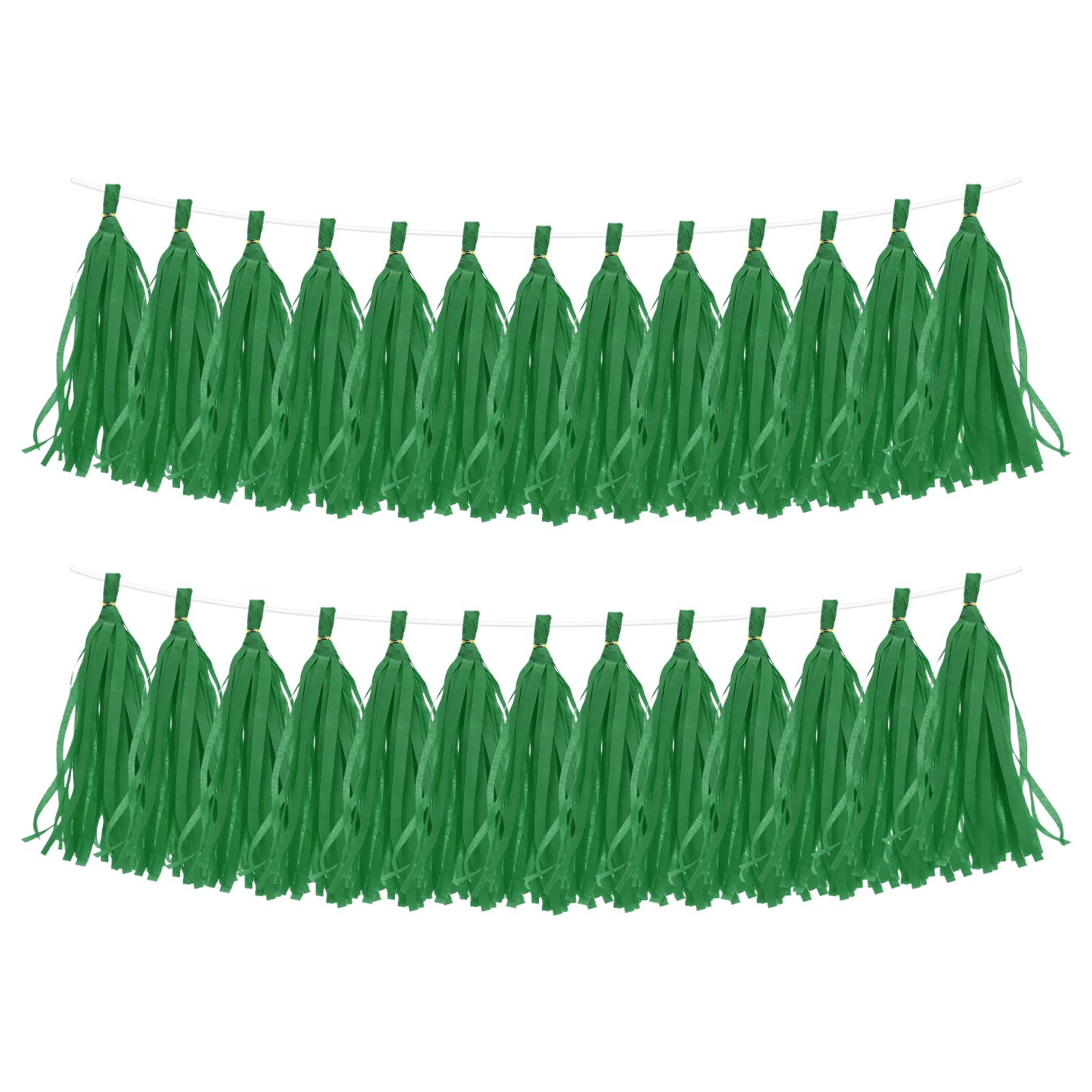 sourcing map 30Pcs Paper Tassels Garland, Tassel Garland Banner with Rope and Tie Wire for Party Decorations Wedding Decorations Football Party Engagement Decor DIY, Deep Green