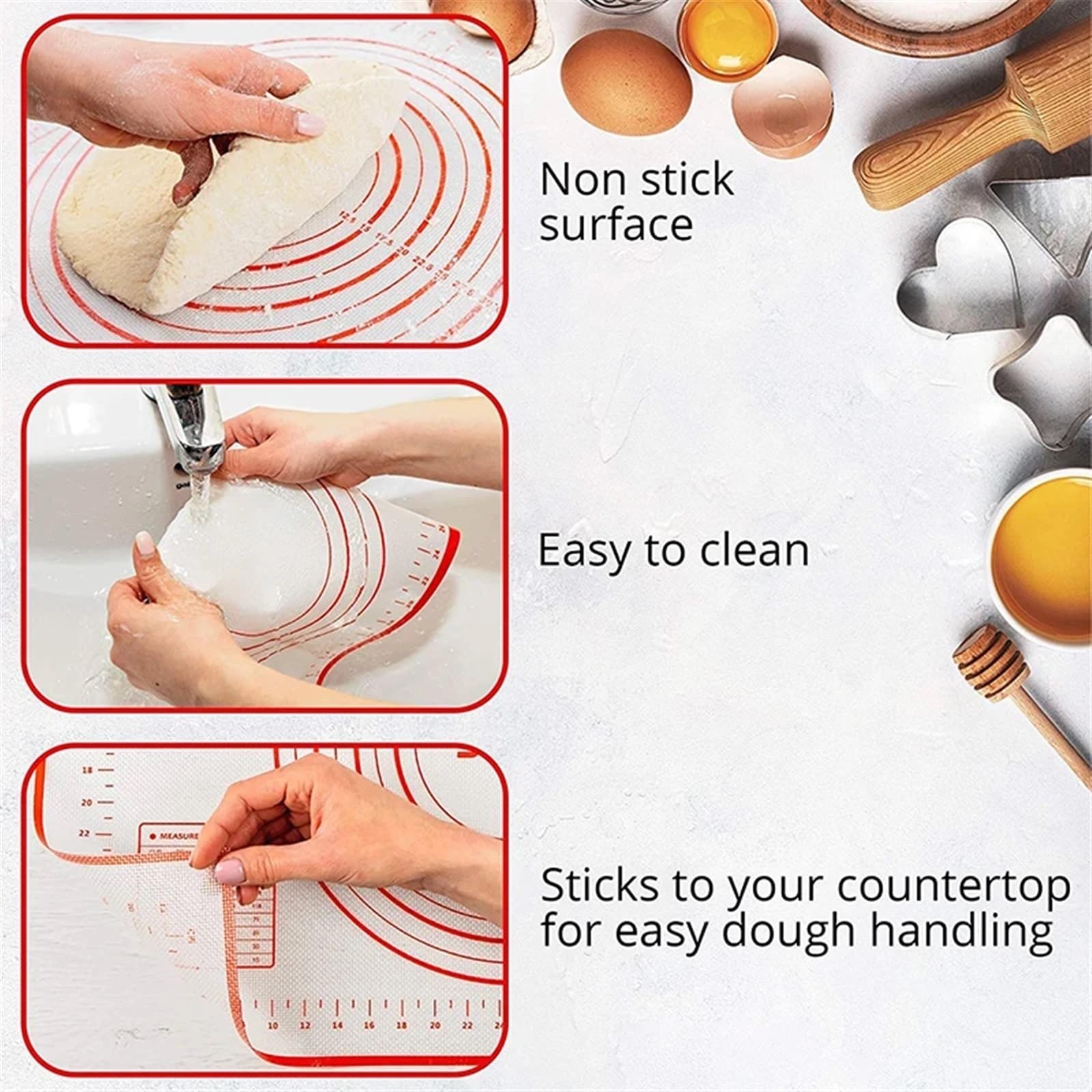 Antihafte Rutschfeste Backunterlage Silikon Back Matte Pad Backblech Pizza Teig Maker Gebäck Küche Gadgets Nicht-Stick Roll Teig Matte Kochen Werkzeuge backformen ( Color : Black , Size : 80x60cm )