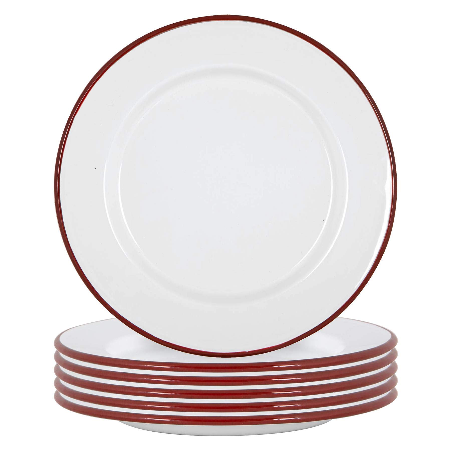 Argon Tableware Enamel Dinner Plates - 25.5cm - Pack of 6 - Red Dining Plates Lightweight Camping Large Dinner Dish for Appetisers, Starters, Mains, Sides, Desserts โ image 1
