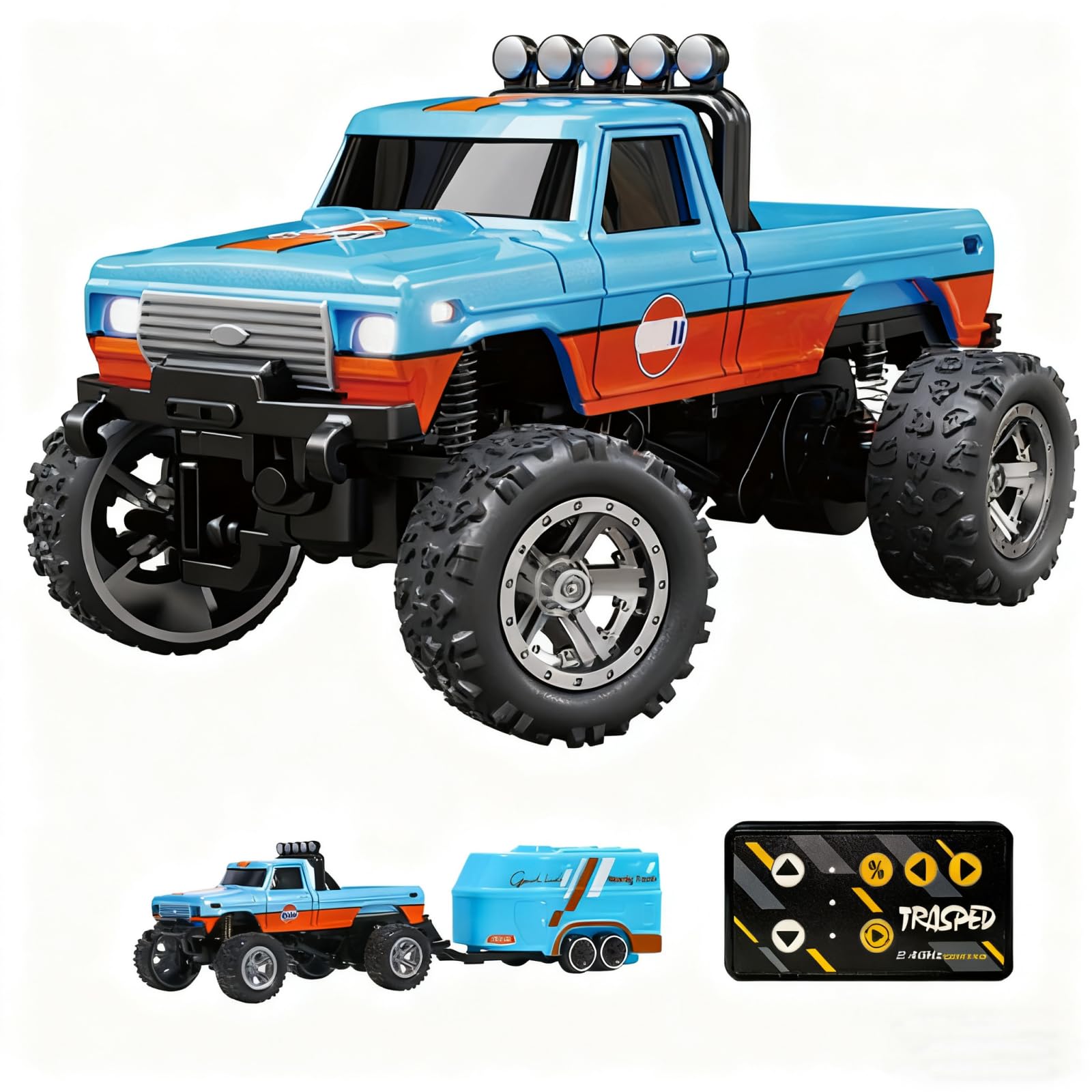 Mini RC Truck 1 64 Scale Mini RC Monster Truck Rechargeable Metal Shell RC Monster Car with Lights