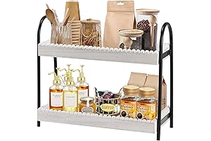 Rustic 2-Tier Coffee Bar Organizer for Kitchen, Home, or Office
