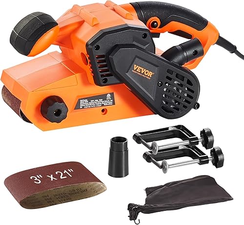 VEVOR Lijadora de banda de 7 amperios, lijadoras de banda de 3 x 21 pulgadas para carpintería con 6 velocidades de 152 a 1,049.9 ftmin, potente