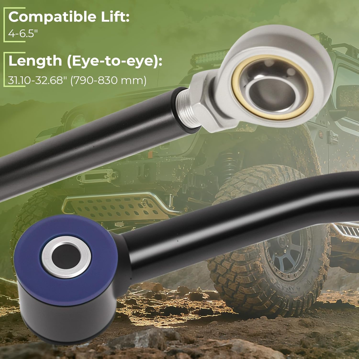 4-6.5" Lift Front Adjustable Track Bar compatible with Jeep Cherokee XJ 1984-2001 2WD 4WD Adjustable Panhard Rod with Relocation Bracket black