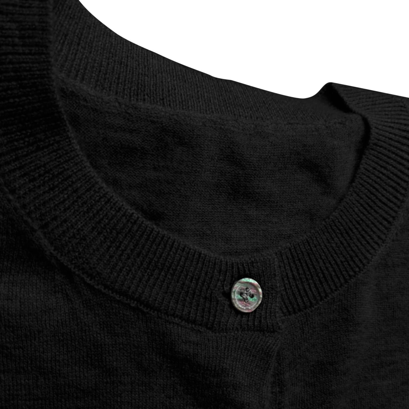 Generisch Cárdigan de punto para mujer, ligero, corte ajustado, chaqueta de punto de manga larga con cuello redondo y parte delantera abierta
