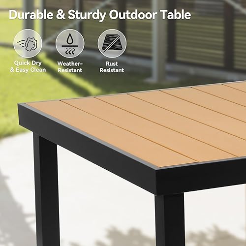 Miniatura 4 de Haquatisol Mesa de comedor al aire libre para 8 personas, patio de 75 pulgadas, mesa larga rectangular de metal de aluminio con mesa similar a la