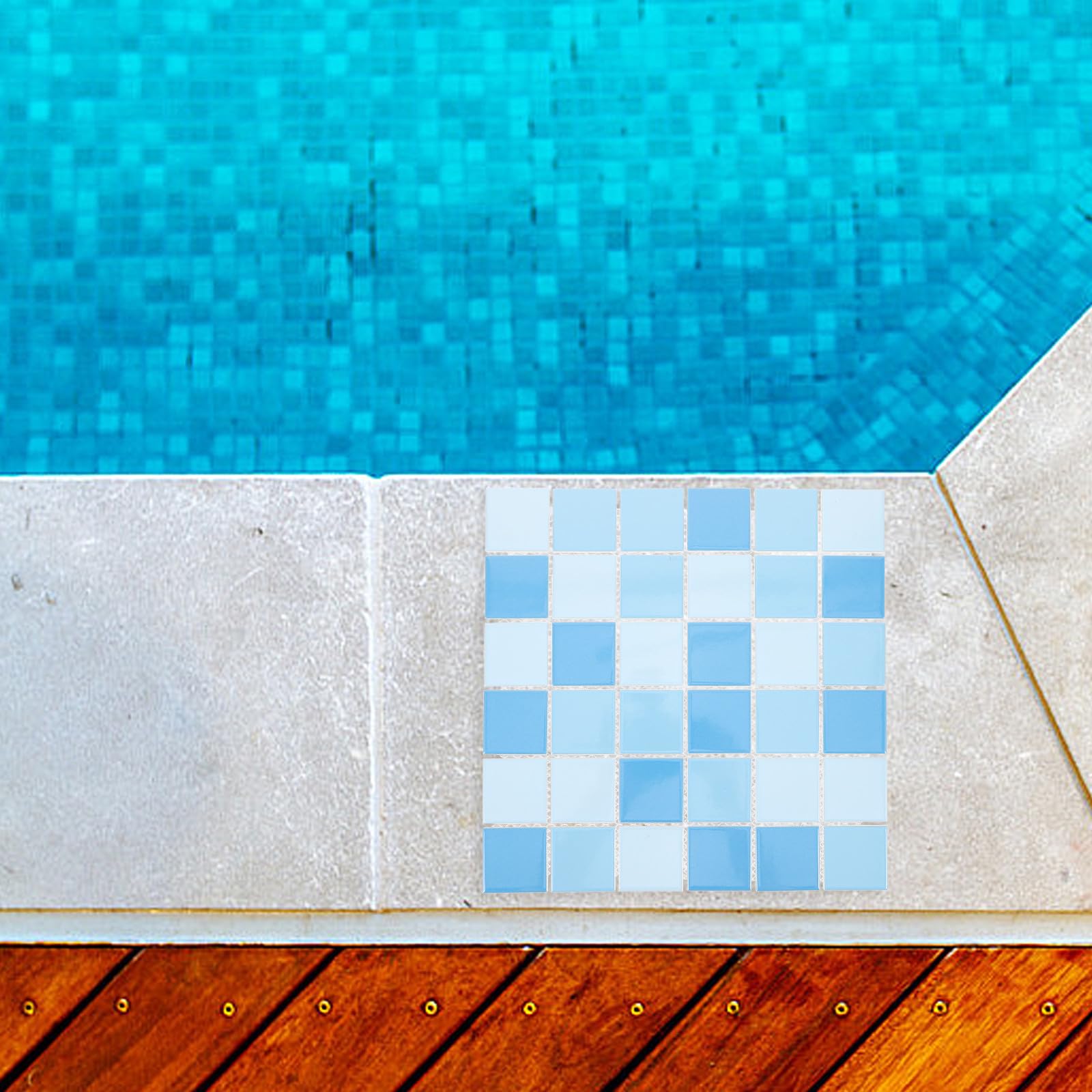 MAGICLULU Azulejos de Cerámica Cuadrados Azules para Piscina y Salpicadero, 36 Piezas para Múltiples Usos en Cocina y Baño