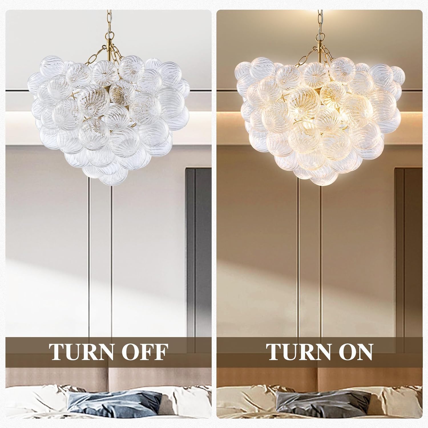 buzz　1225 BeyPan Hand Blown Glass Bubble Ball Chandelier Brushed